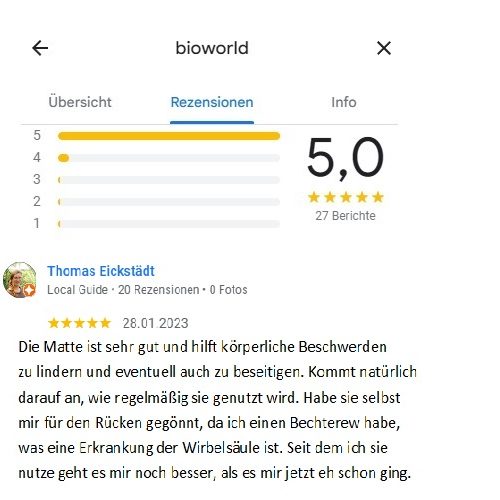 Sternebewertung Kristallmatte Mini von biolife® Sternebewertung Kristallmatte Mini von biolife® – hohe Zufriedenheit bei Anwendern