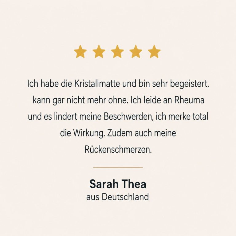 Biolife® Premium Kristallmatte Bewertung 5 Sterne für unsere Biolife® Premium Kristallmatte von einer Kundin auf Google